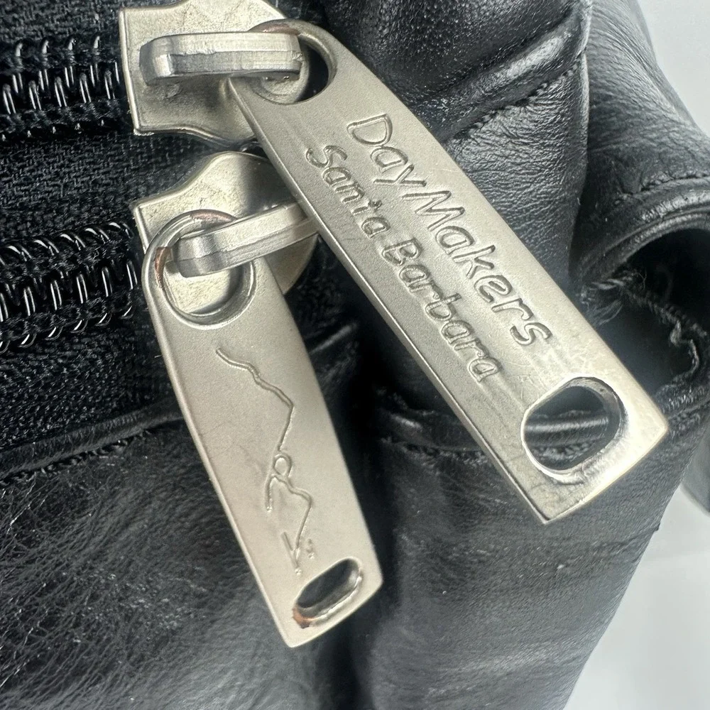 Day Makers Santa Barbara Crossbody Bag Black Leather Heavy Duty Anti Theft‎